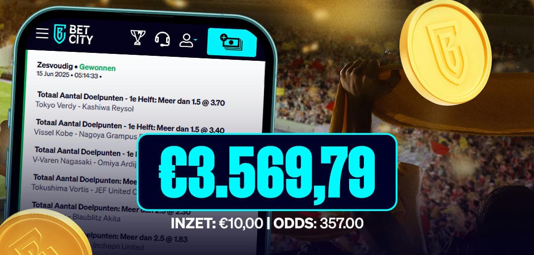 Big Win: €3.569,79 dankzij doelpuntrijke duels in Azië 