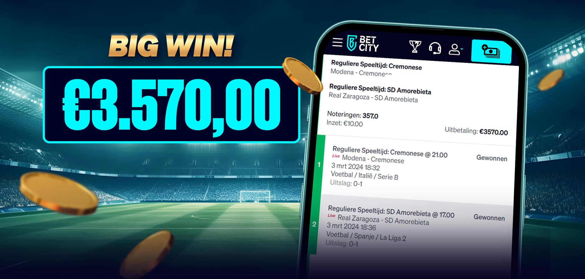 BetCity.nl - Online sportweddenschappen en casino gaming afbeelding
