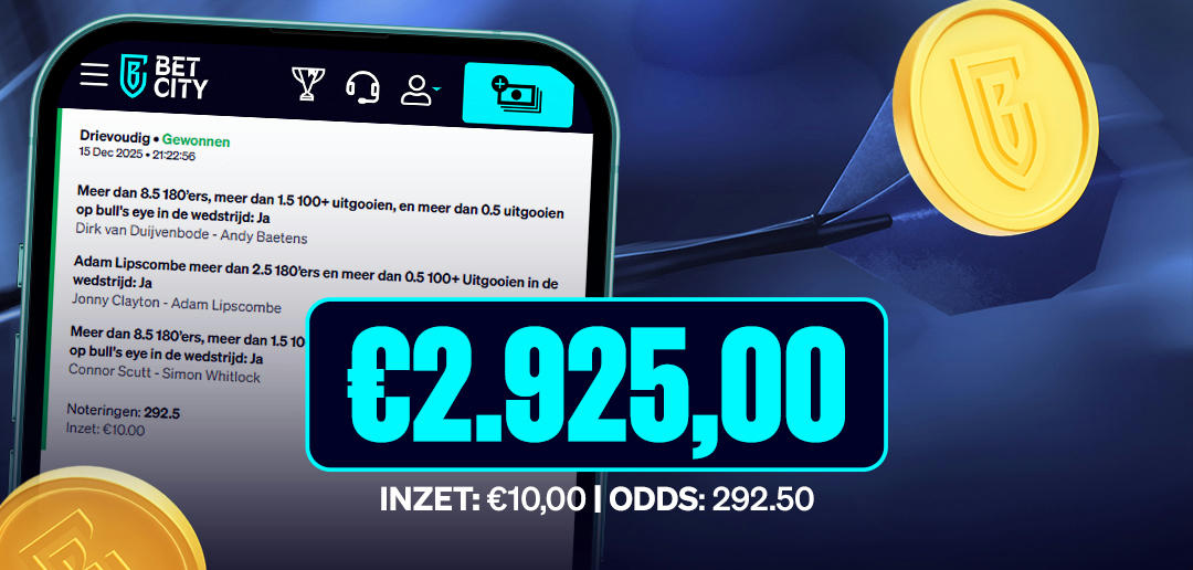 Big Win: WK Darts levert fraaie winst van €2.925 op