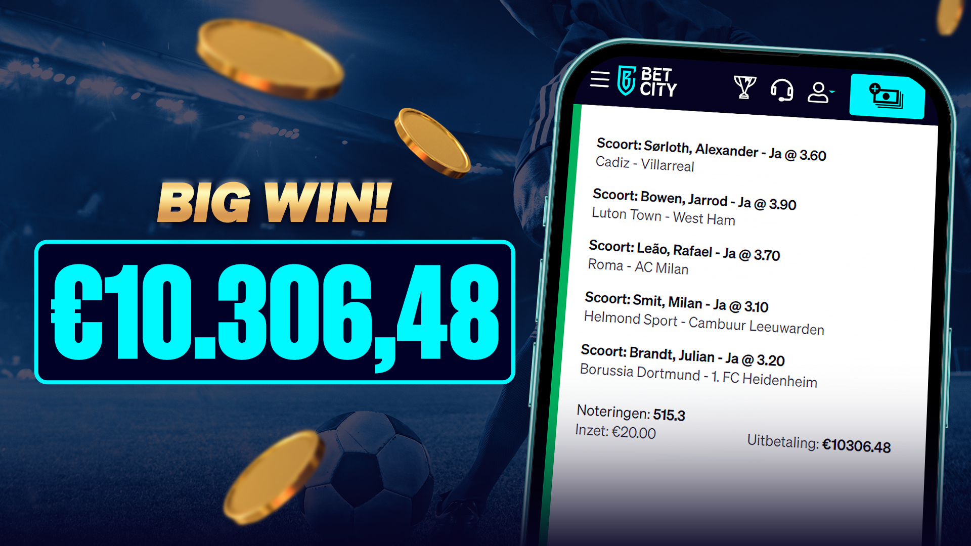 BetCity.nl - Online sportweddenschappen en casino gaming afbeelding